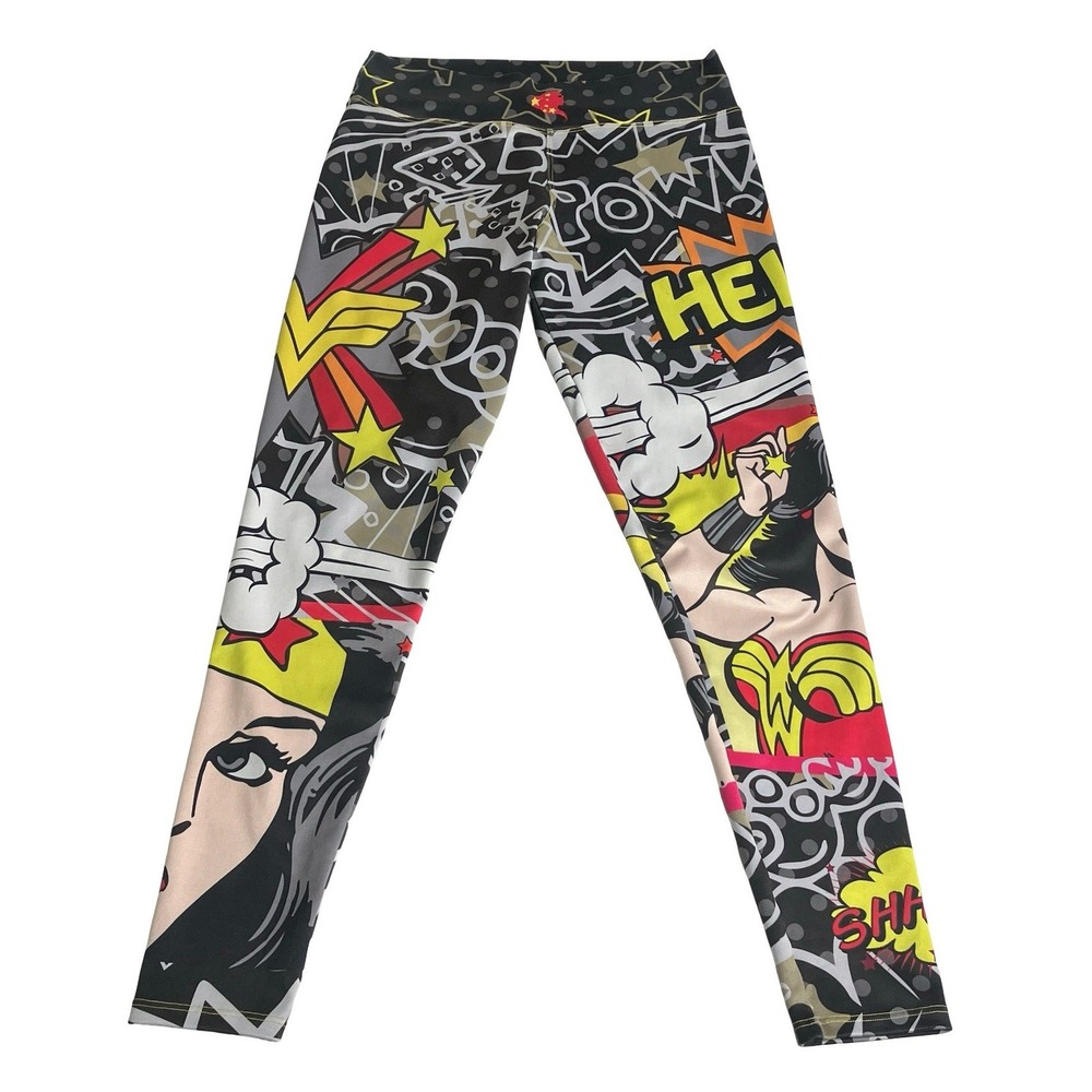 Wonder Woman Comic Pop Art Leggings Womens S/M All Over Print Graphic Athletic